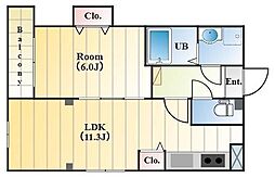 ｃｏｕｌｅｕｒ稲毛東 3階1LDKの間取り