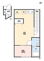 千葉都市モノレール 作草部駅 徒歩14分の賃貸アパート 2階1LDKの間取り