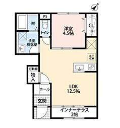 リーブルファイン八千代勝田台 102 1階1LDKの間取り