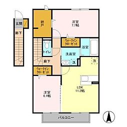 山王ＮＴステージB 2階2SLDKの間取り
