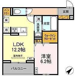 ＣＬＡＳＳＥＵＭ都賀 202 2階1LDKの間取り