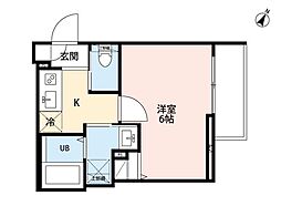 千葉市花見川区検見川町2丁目アパート 1Kの間取図画像