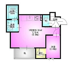 REGALEST 千葉駅 1LDKの間取図画像