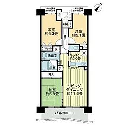 ライオンズマンション千葉グランドタワー 3LDKの間取図画像