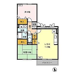 ノーブルヒル 2LDKの間取図画像