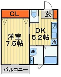 AQUE20 1DKの間取図画像
