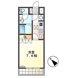 ブランシュール 1Kの間取図画像