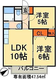 Kタウン・N 2LDKの間取図画像