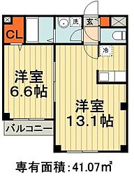 Riria本千葉弐番館 1LDKの間取図画像