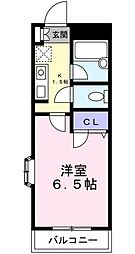ドゥエルイースト 1Kの間取図画像