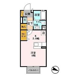 プレジール・2 ワンルームの間取図画像