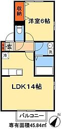 グリーンヒルステラ 1LDKの間取図画像