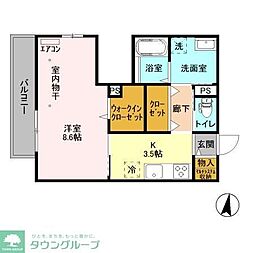 ピアッツァ津田沼 1Kの間取図画像