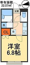 フェリシアガーデン 1Kの間取図画像