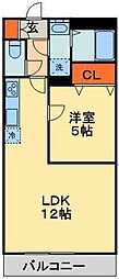 エムエスパラッゾ 1LDKの間取図画像