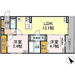 D-ガルデニア 2LDKの間取図画像