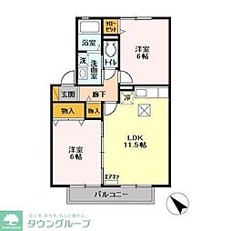 シャンクラインC 2LDKの間取図画像