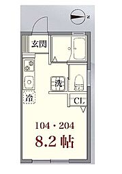 プレシャス船橋一番館 ワンルームの間取図画像