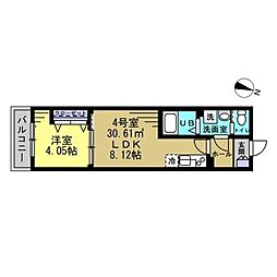 クアトロ本千葉 1LDKの間取図画像
