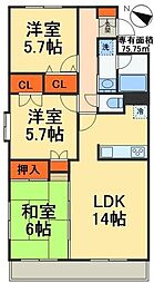 プラザ696 3LDKの間取図画像