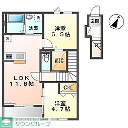 チャコールII番館 2LDKの間取図画像