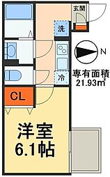ブライティア稲毛 1Kの間取図画像