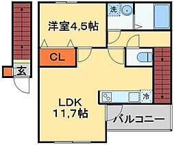 アスピリアサムボーテ 1LDKの間取図画像