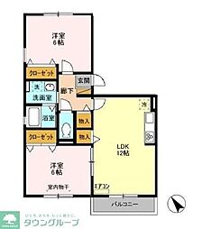 メイプルハウスB 2LDKの間取図画像