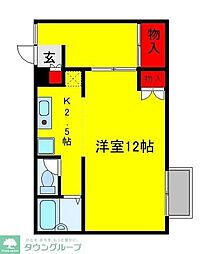ベイコートNo.1 1Kの間取図画像