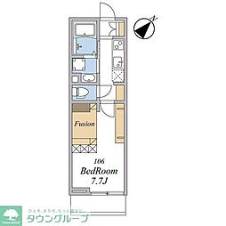 ウィンドテラス船橋宮本A棟 1Kの間取図画像