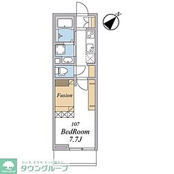 ウィンドテラス船橋宮本A棟 1Kの間取図画像