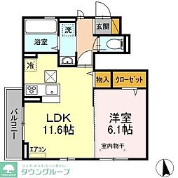 D-roomゆりのき台 1LDKの間取図画像
