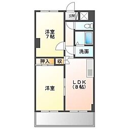 チバパークハイツ 2LDKの間取図画像