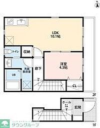 リーブルファイン船橋芝山 1LDKの間取図画像