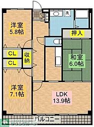 コンフォートシティ 3LDKの間取図画像