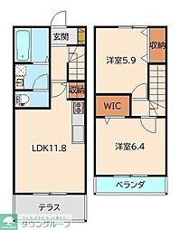 コスモB 2LDKの間取図画像