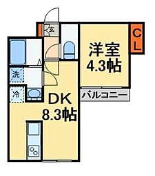 RIKAON船橋湊町 1DKの間取図画像