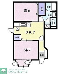 グレースコート・2 2DKの間取図画像