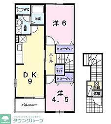 ティーフベルクA 2DKの間取図画像