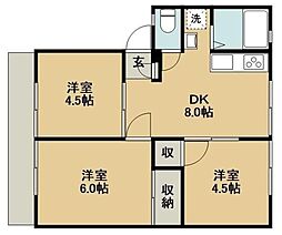 セシュールホンタB 3DKの間取図画像
