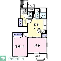ボアコリーヌ 2DKの間取図画像
