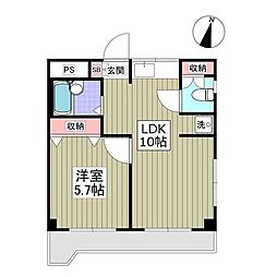 サンシティ末広 1Kの間取図画像