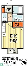 プレジール3 ワンルームの間取図画像