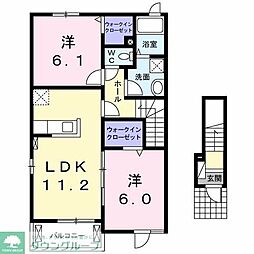 リシュモン 2LDKの間取図画像