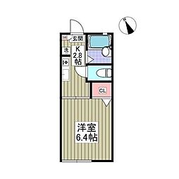 エーデル西都賀 1Kの間取図画像