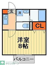 J-court蘇我 1Kの間取図画像
