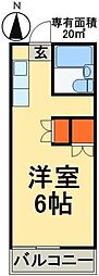 アムス園生 ワンルームの間取図画像