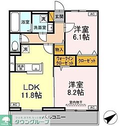 プランドールII 2LDKの間取図画像