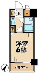 ホーユウコンフォルト相模原II 4階1Kの間取り