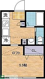 多摩都市モノレール 大塚・帝京大学駅 徒歩15分の賃貸アパート 2階1Kの間取り